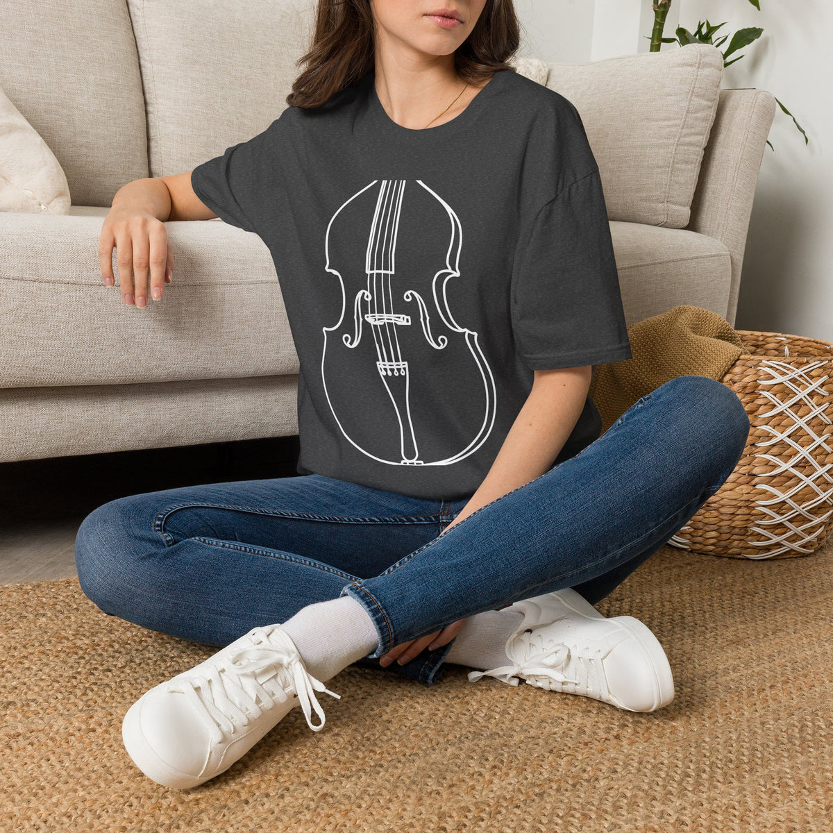 BassOutline T-Shirt — Minimalist String Instrument Tee for Musicians & Music Lovers