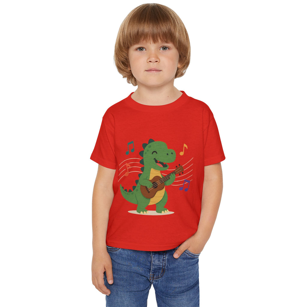 Toddler T‑Shirt — Cute Dinosaur Playing Guitar | Musical Dino Kids Tee