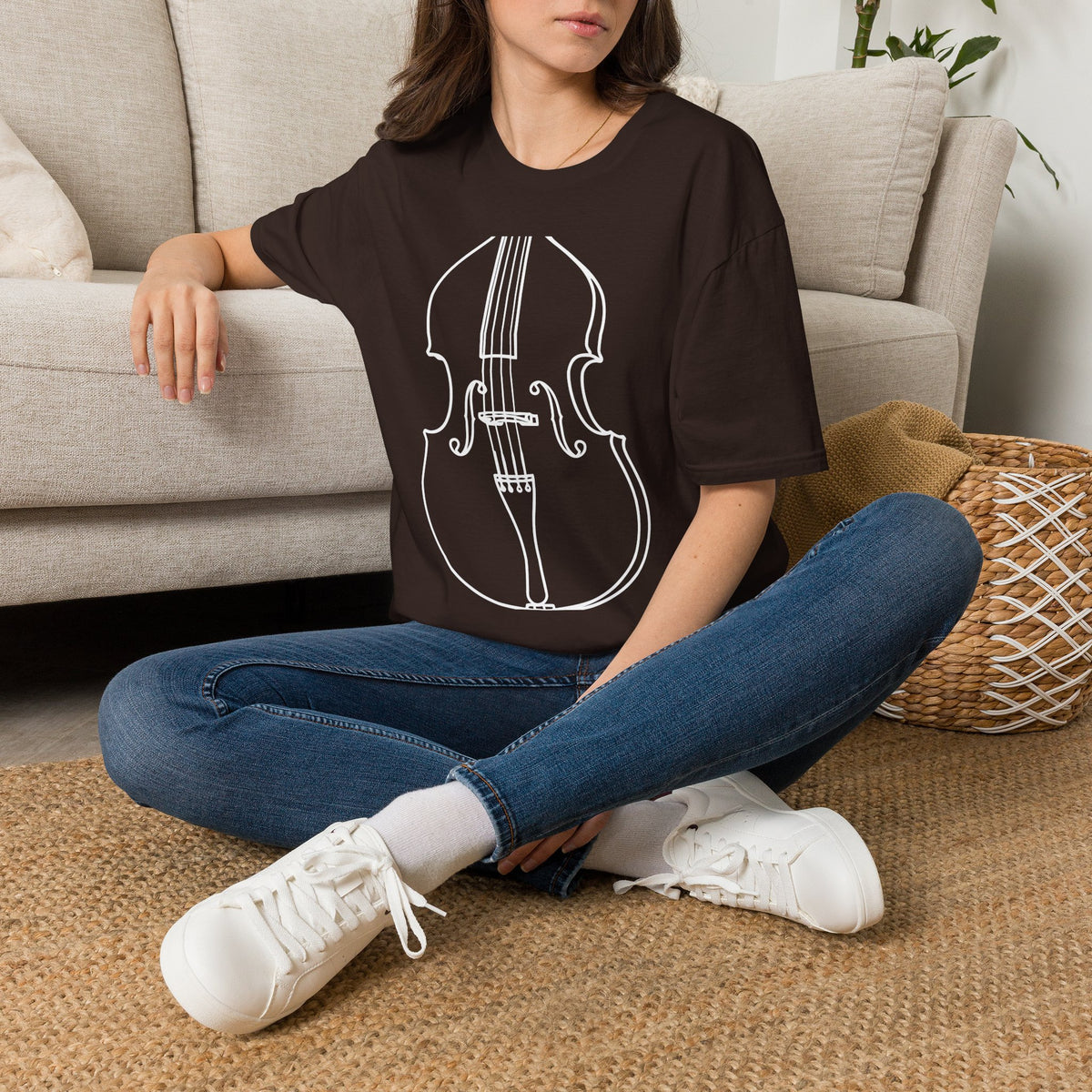 BassOutline T-Shirt — Minimalist String Instrument Tee for Musicians & Music Lovers