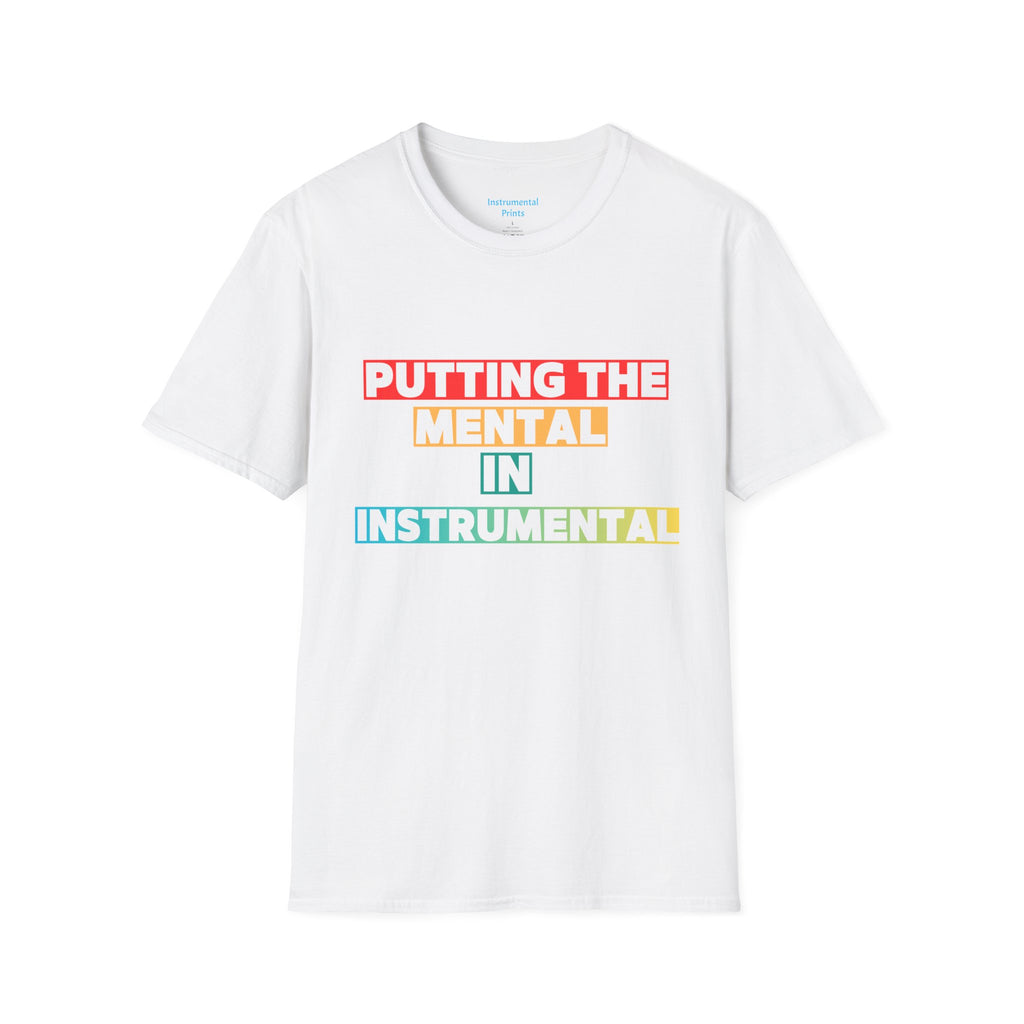 Putting the Mental in Instrumental T-Shirt — Retro Block Text Tee for Musicians & Music Lovers