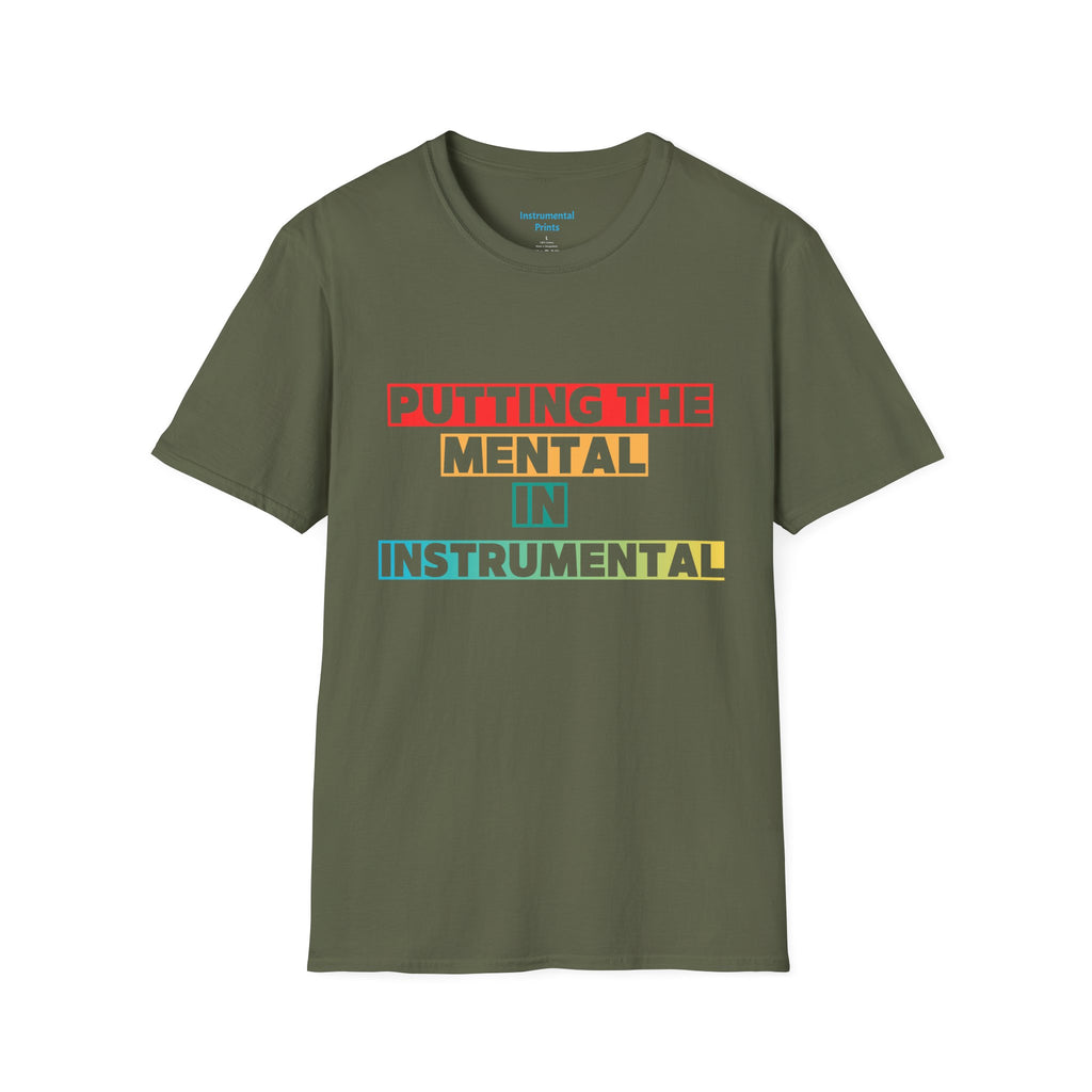 Putting the Mental in Instrumental T-Shirt — Retro Block Text Tee for Musicians & Music Lovers