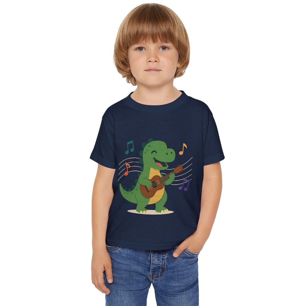 Toddler T‑Shirt — Cute Dinosaur Playing Guitar | Musical Dino Kids Tee