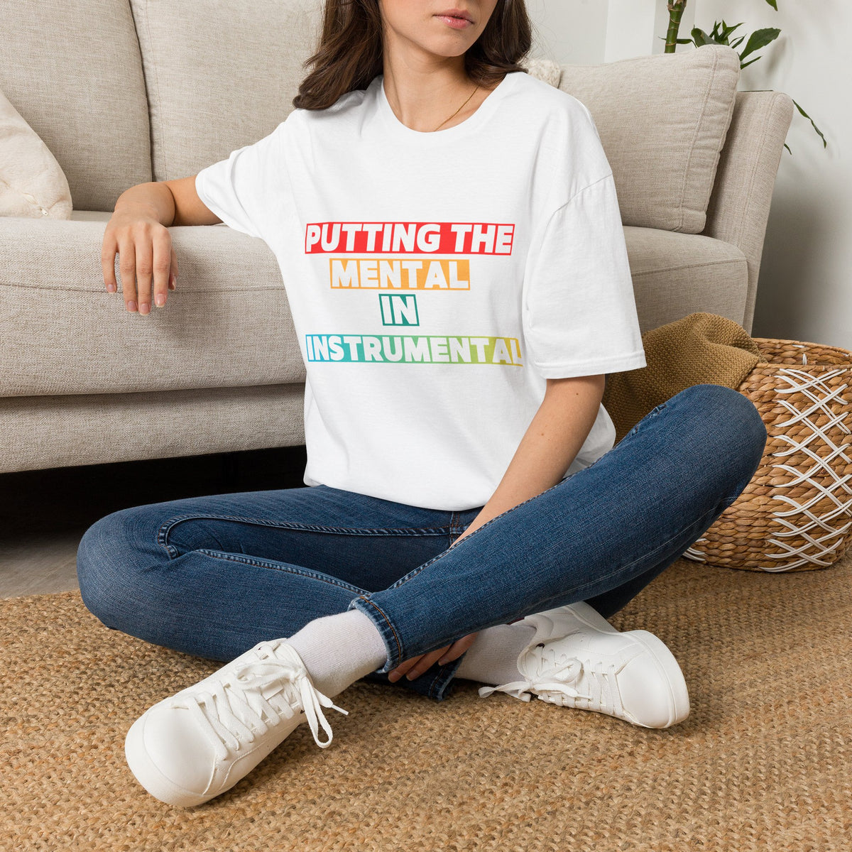 Putting the Mental in Instrumental T-Shirt — Retro Block Text Tee for Musicians & Music Lovers