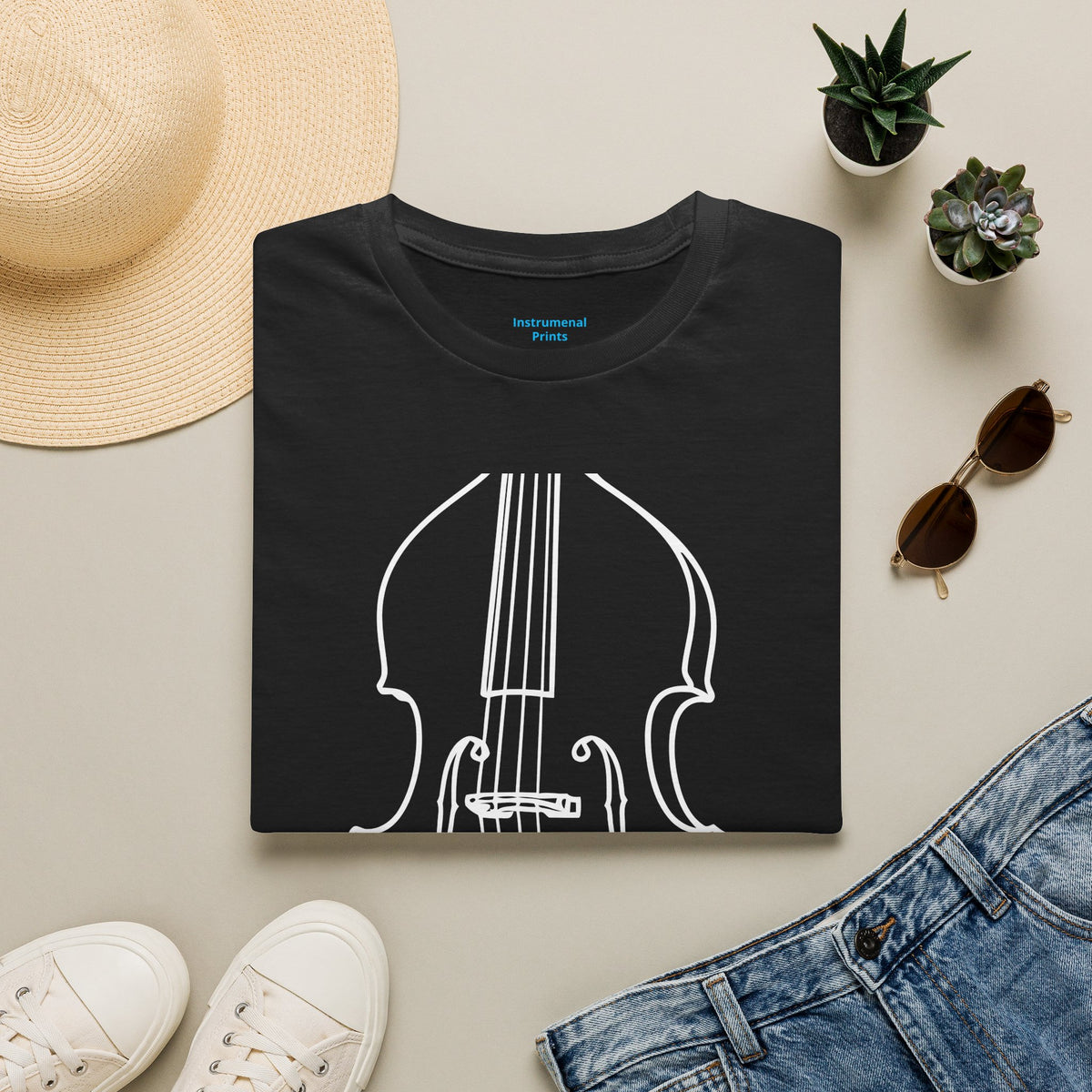 BassOutline T-Shirt — Minimalist String Instrument Tee for Musicians & Music Lovers