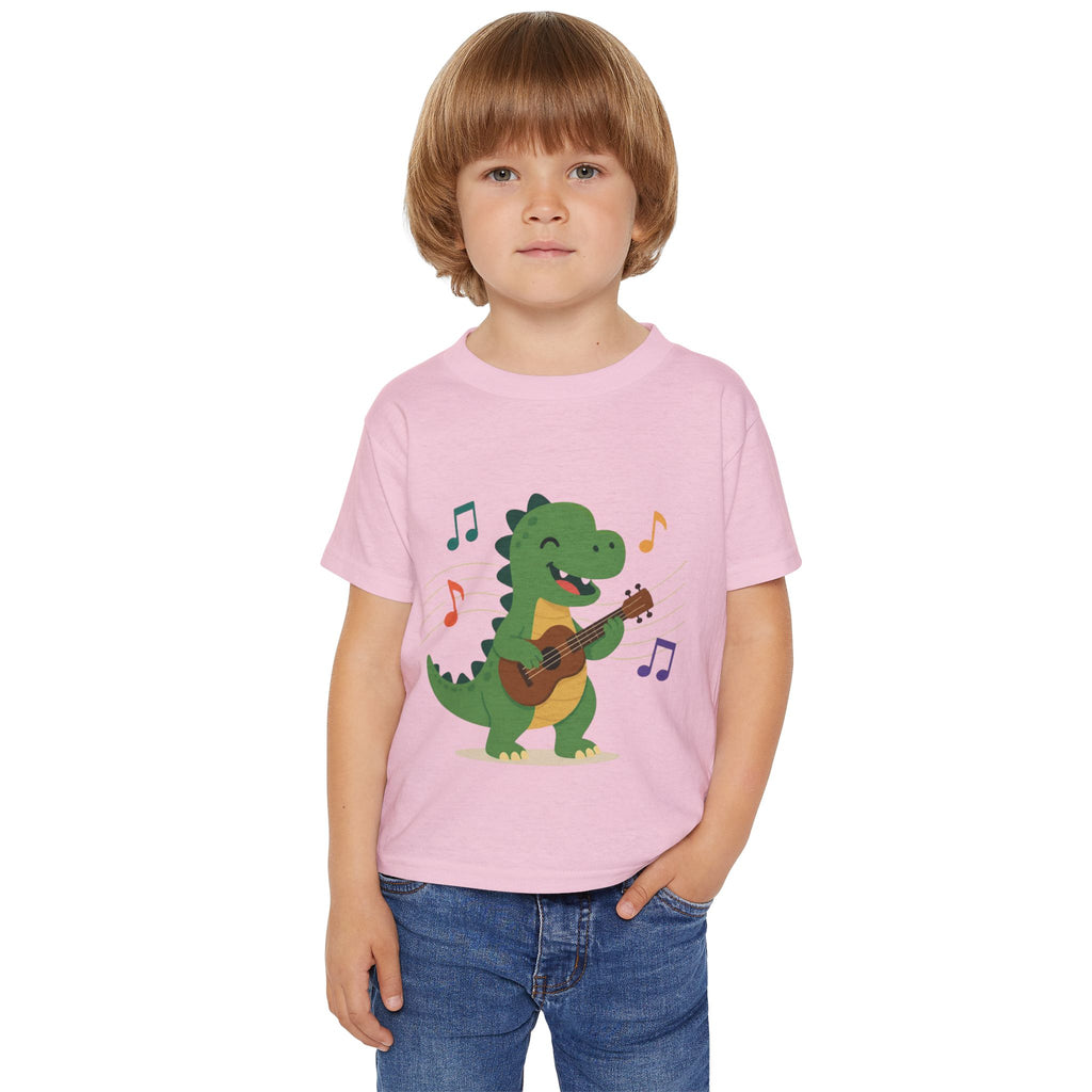 Toddler T‑Shirt — Cute Dinosaur Playing Guitar | Musical Dino Kids Tee