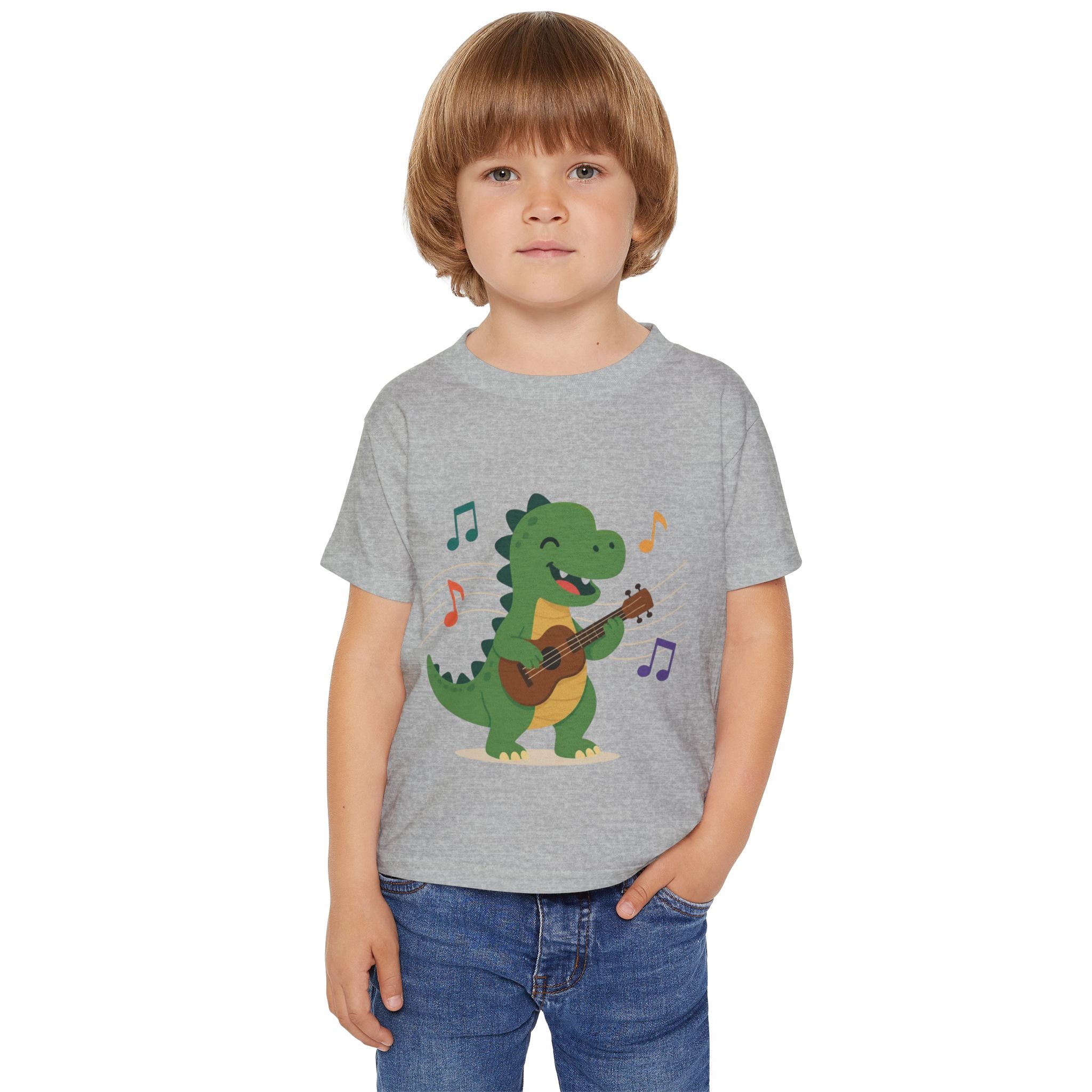 Toddler T‑Shirt — Cute Dinosaur Playing Guitar | Musical Dino Kids Tee
