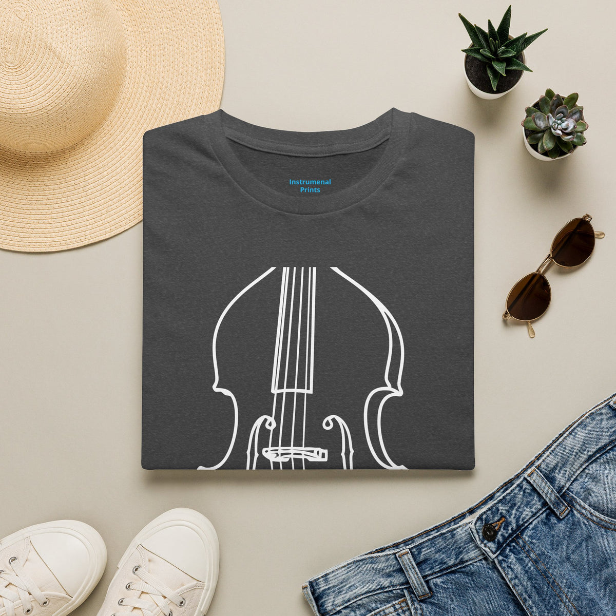 BassOutline T-Shirt — Minimalist String Instrument Tee for Musicians & Music Lovers