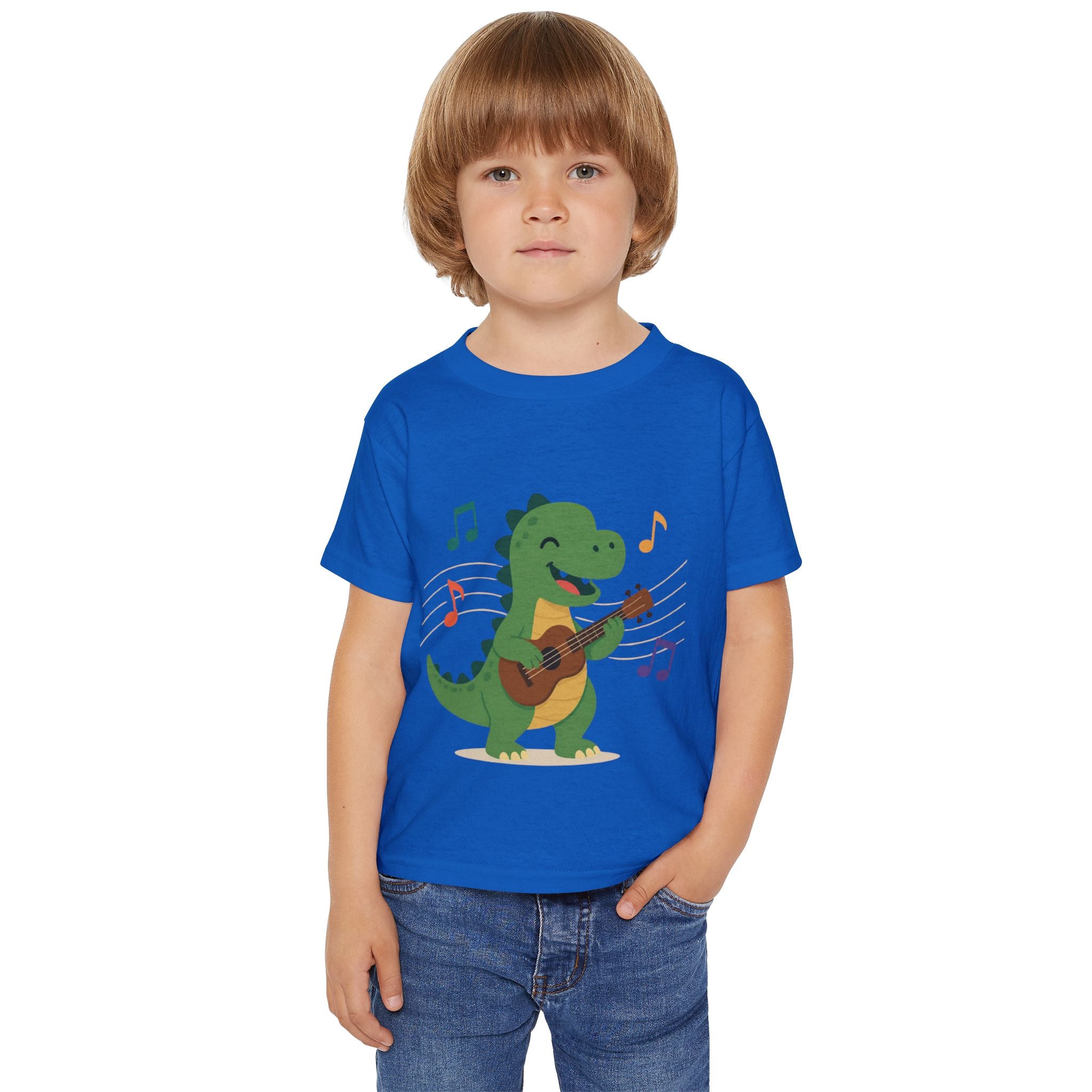 Toddler T‑Shirt — Cute Dinosaur Playing Guitar | Musical Dino Kids Tee