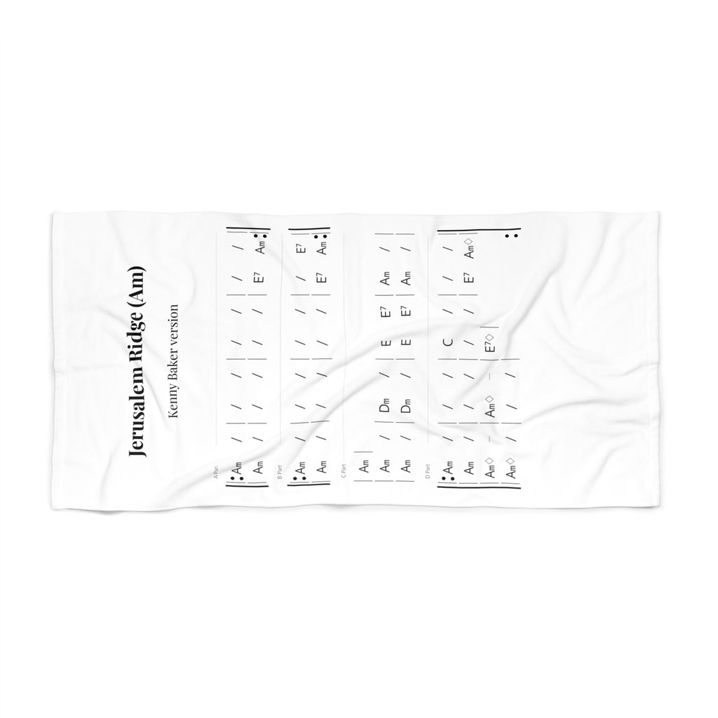 Beach Towel — "Jerusalem Ridge (Am)" Guitar/Instrument Chord Chart Towel