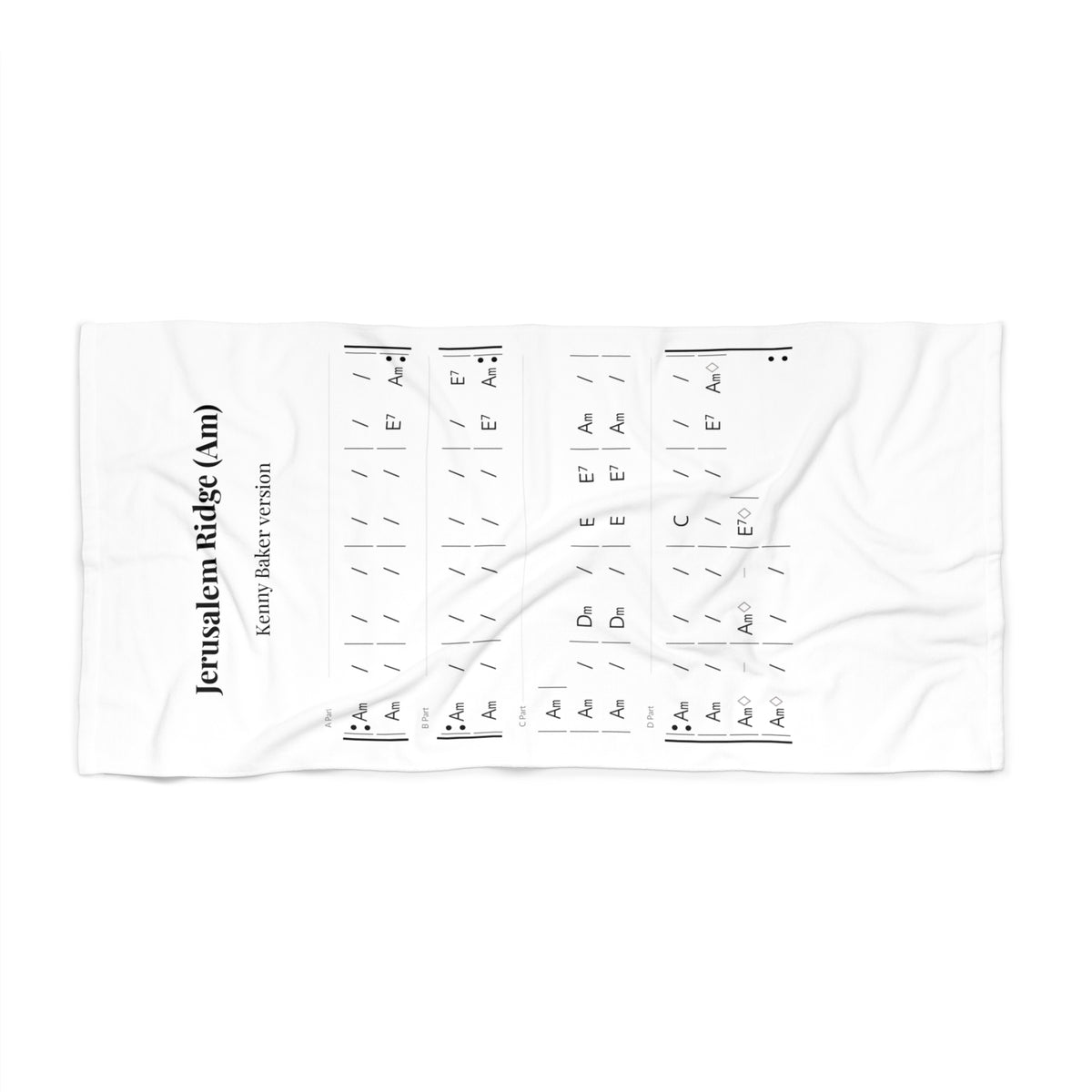 Beach Towel — "Jerusalem Ridge (Am)" Guitar/Instrument Chord Chart Towel