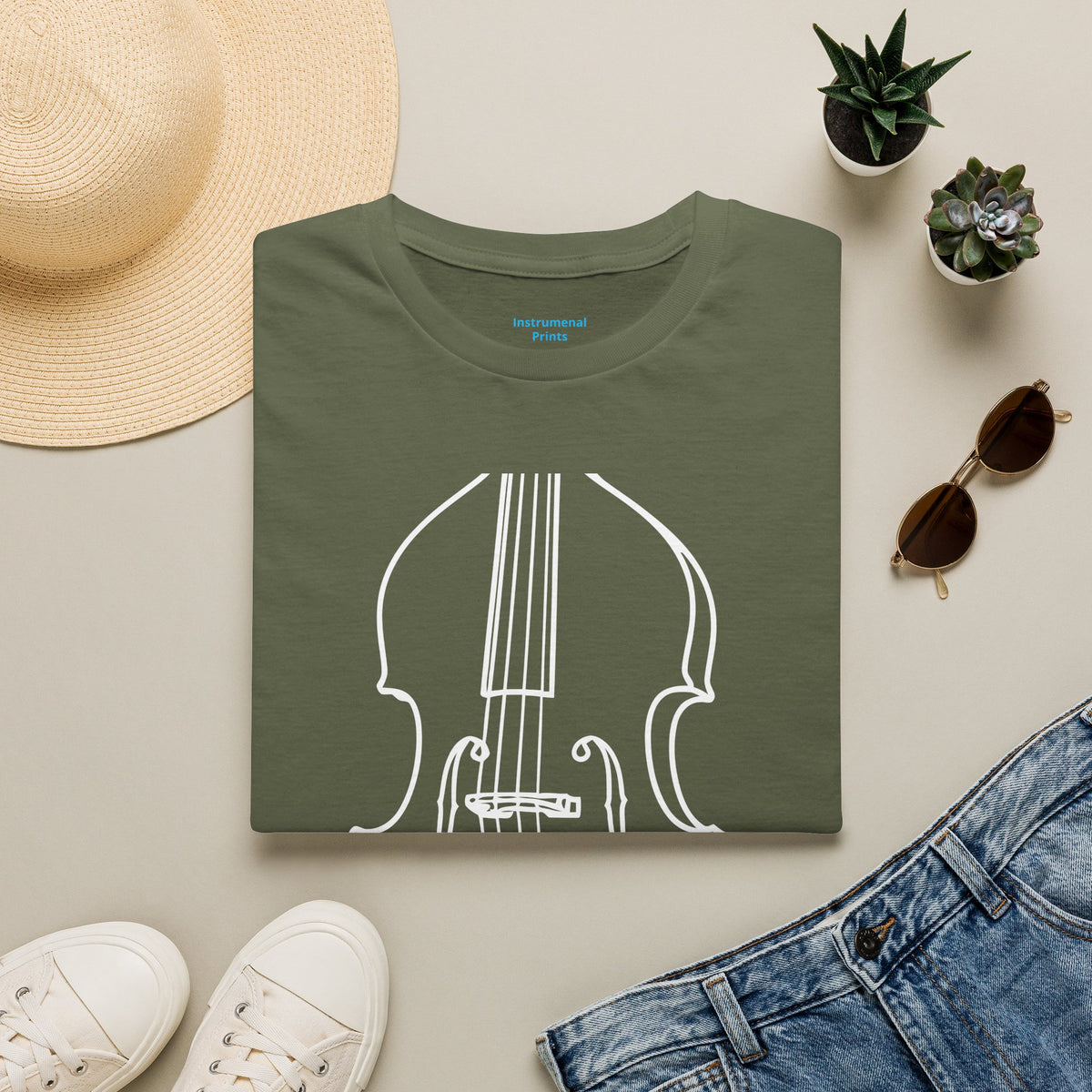 BassOutline T-Shirt — Minimalist String Instrument Tee for Musicians & Music Lovers