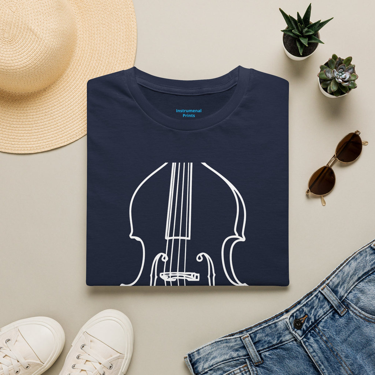 BassOutline T-Shirt — Minimalist String Instrument Tee for Musicians & Music Lovers