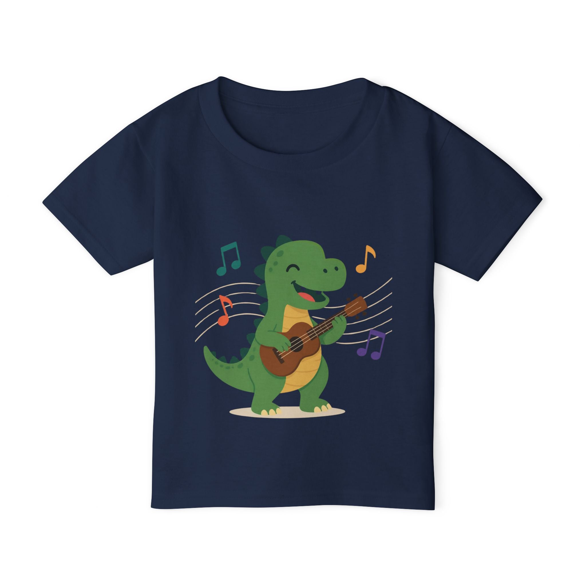 Toddler T‑Shirt — Cute Dinosaur Playing Guitar | Musical Dino Kids Tee