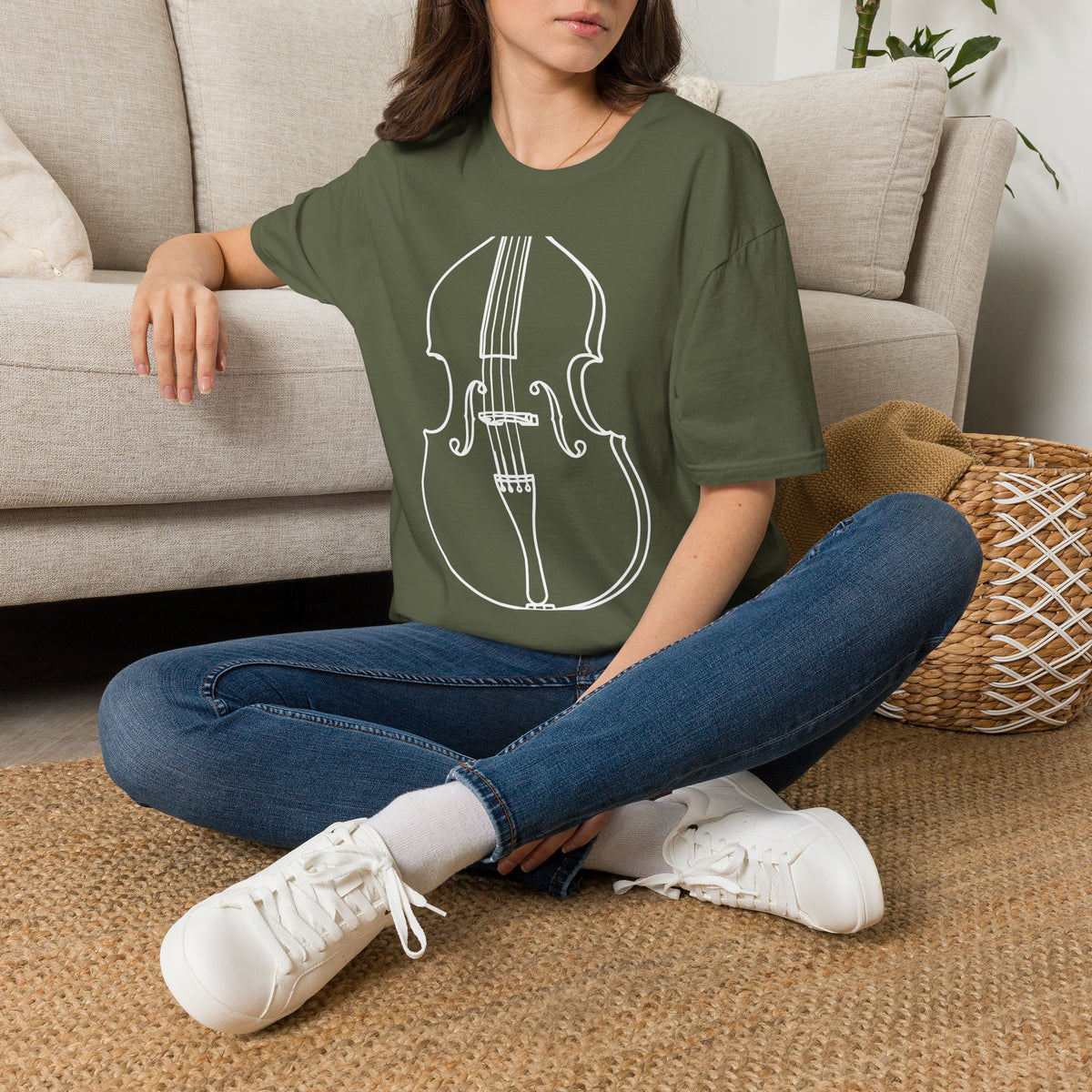 BassOutline T-Shirt — Minimalist String Instrument Tee for Musicians & Music Lovers